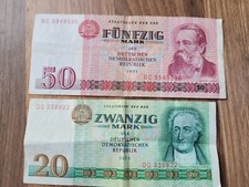 1 x 20+50 Mark der DDR  / Geldschein Banknote von 1971/75