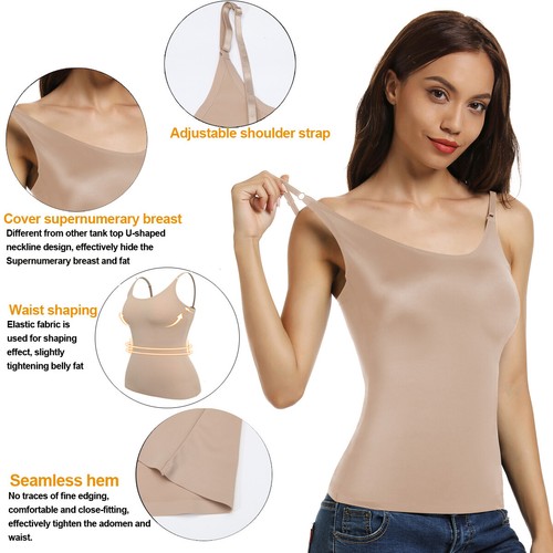 Women Cami Shaper Shapewear Tummy Control Body Shaper Tank Tops Compression Vest - Imagen 4 de 16