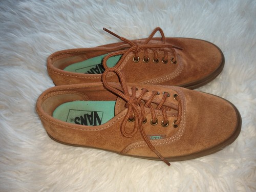 brown suede vans slip on