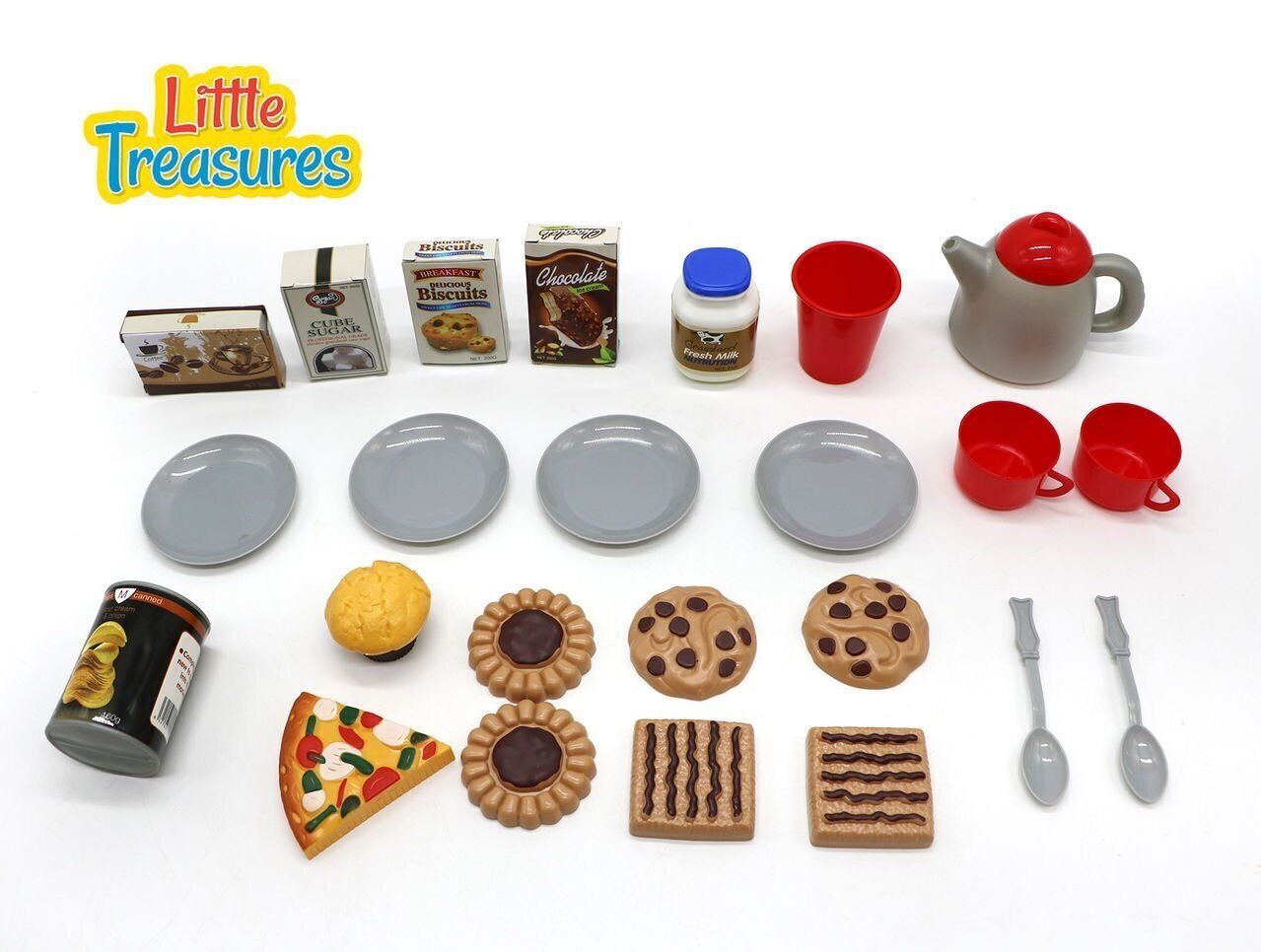 Little Treasures Small Sized Dishes Food and Drinks, Meal with Desert Set