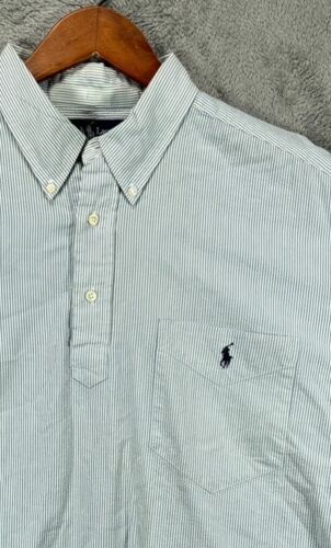 Pullover vintage de los 90 Ralph Lauren Purcell para hombre XL azul a rayas camisa Seersucker - Imagen 13 de 14