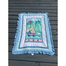 Vintage, tender beginnings, crib, blanket, comforter, bunnies, goose artist Nina