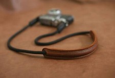 Shoulder pad brown leather black 8mm climbing rope handmade camera neck strap