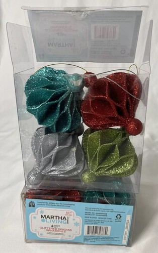 Martha Stewart Christmas Ornaments Glitter Origami 8 Pieces IOB - Picture 9 of 15