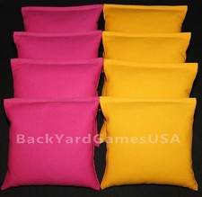 CORNHOLE BEAN BAGS Fuschia  Yellow 8 ACA Regulation Corn Hole All Weather