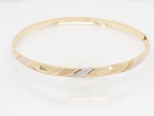 14k Tri Color Gold Women's Dainty Bangle Bracelet