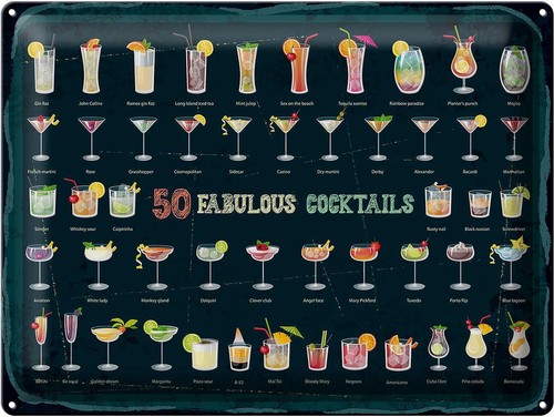 Blechschild Alkohol 50 Fabulous Cocktails Drinks 40x30cm Deko Schild tin sign - Bild 1 von 5