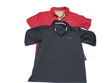 LOT OF 2 COLUMBIA MEDIUM OMNI WICK POLO BLACK AND RED GOOD CONDITION BX29 