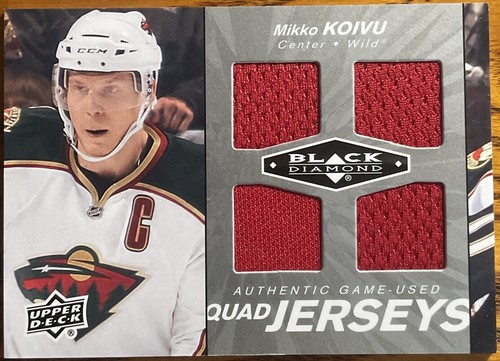 2010-11 Maillots diamant noir quad Mikko Koivu #QJ-MK Minnesota sauvage - Photo 1/2