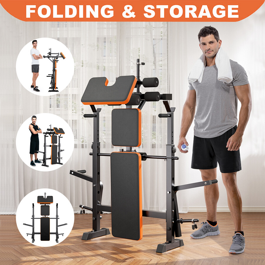 Multifunktional Trainingsbank Hantelbank Verstellbar Klappbar mit Beincurler