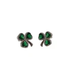 Sterling 925 Silver Stud Earrings with Green CZ Shamrock Clover Irish Earrings