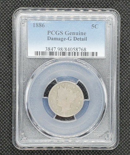 1886 Liberty Head Nickel | PCGS Genuine, GOOD Detail, Reverse Damage