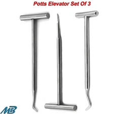 Surgical Potts Elevator Set Of 3 Tooth Extraction Dental Surgery Instruments CE