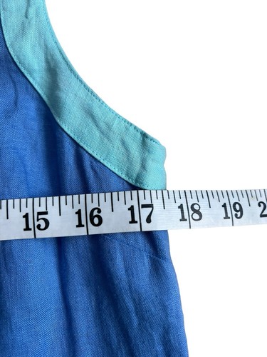 Sigrid Olsen Small SM S Short Summer Dress Sleeveless Linen Shift Blue - Picture 5 of 6