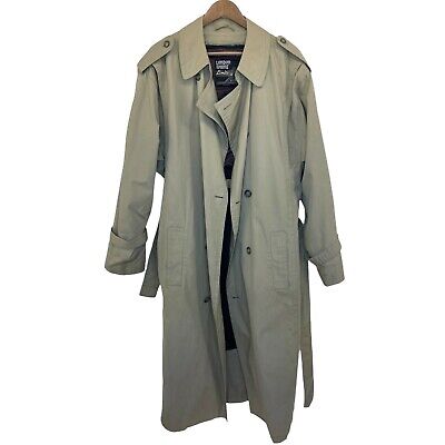 Vintage Trench Coat Mens 42 Tan Long Classic Removable Liner Vintage Trench Coat Mens 42 Tan Long Classic Removable Liner