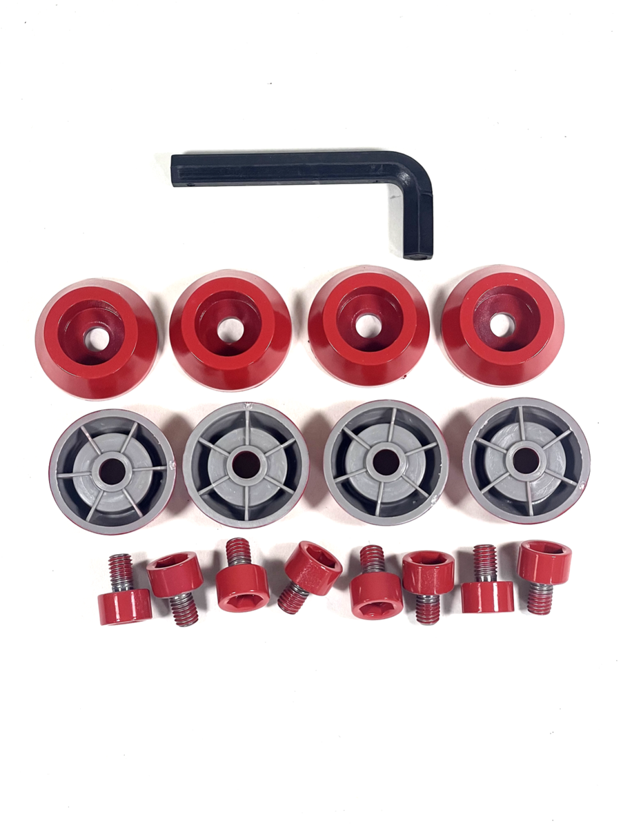 Ballistic Jester 814 Gloss Red Trim Short Bolt Cone Washer 8 PCS