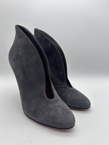 Gianvito Rossi Vamp Booties Gray Suede Size 38 New No Box