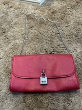 Red Steve Madden Clutch/Purse With Silver Detachable Chain Strap