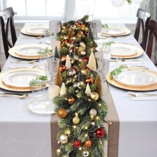 5.9Ft Christmas Garland w/White LED Light For Decoration Mantle Stairs Fireplace
