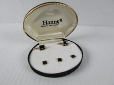 Hanny s Tuxedo Black 8 Point Star Gold Tone Studs And Cufflinks Set with Box