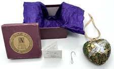 VTG NYCO International Puffy Heart Enameled Victorian Style Ornament Prayer Dove