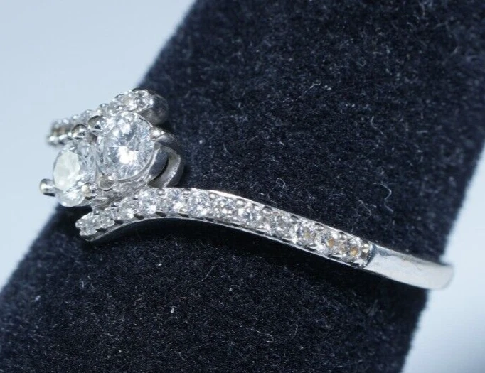 14K White Gold 1/2ctw Diamond Engagement Toi et Moi Ring Sz8 HANNOUSH $1,499.99 - Image 4 of 4