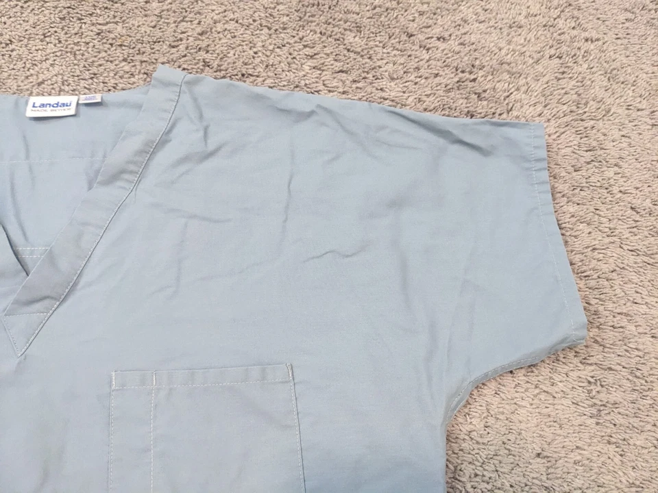 Blusa Médica Landau Para Hombre Grande Azul Mangas Cortas Enfermera Médica Veterinaria Foto 2 de 4