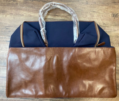 Polo Ralph Lauren Navy Blue With Brown Leather Weekender Travel