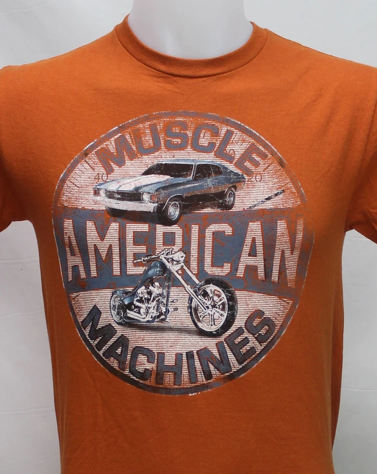 Camiseta Gildan Chicos American Muscle Machine Manga Corta Naranja Talla S Foto 2 de 3