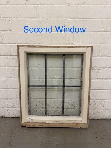 Pair Of Reclaimed Old Leaded Light Panel Wooden Windows 455 x 540mm 455 x 540mm - Picture 10 of 17