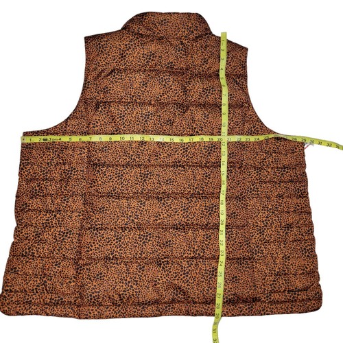 Lands End 600 Down Chaleco Amortiguador Mujer 3X 24-26W Leopardo Resistente al Agua Marrón NUEVO - Imagen 8 de 15