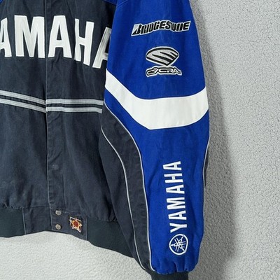 Vintage Yamaha Racing Jacket Mens XL JH Design Blue Cotton Twill