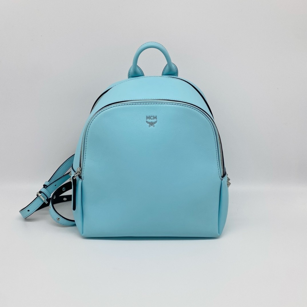 MCM Duchess blue leather studded mini women's backpack