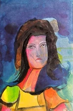  Original Painting Surreal Portrait Abstract 6" X9"Expression   Jess Russell