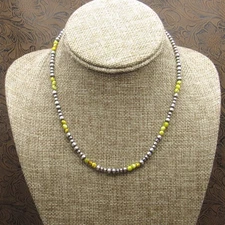 Sterling Silver Beaded Necklace With Palomino Variscite Nuggets