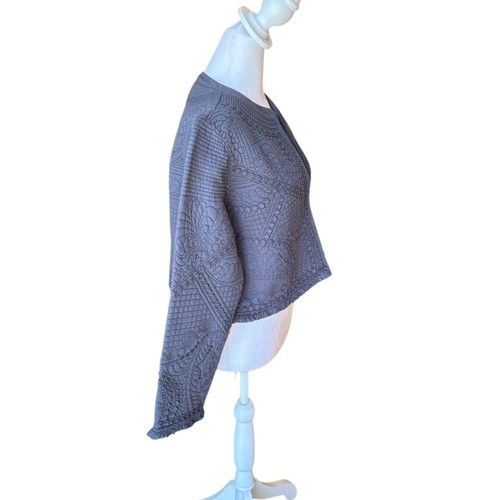 Soft Surroundings Quilted Jacket Slate Blue Gray Open Front Womens Medium NWT - Picture 4 of 11