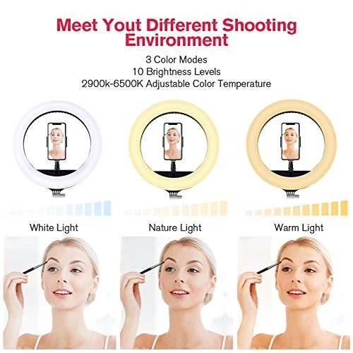 18 inch LED Ring Light with Tripod Stand Dimmable Makeup Ring light for Studio - Image 2 of 4