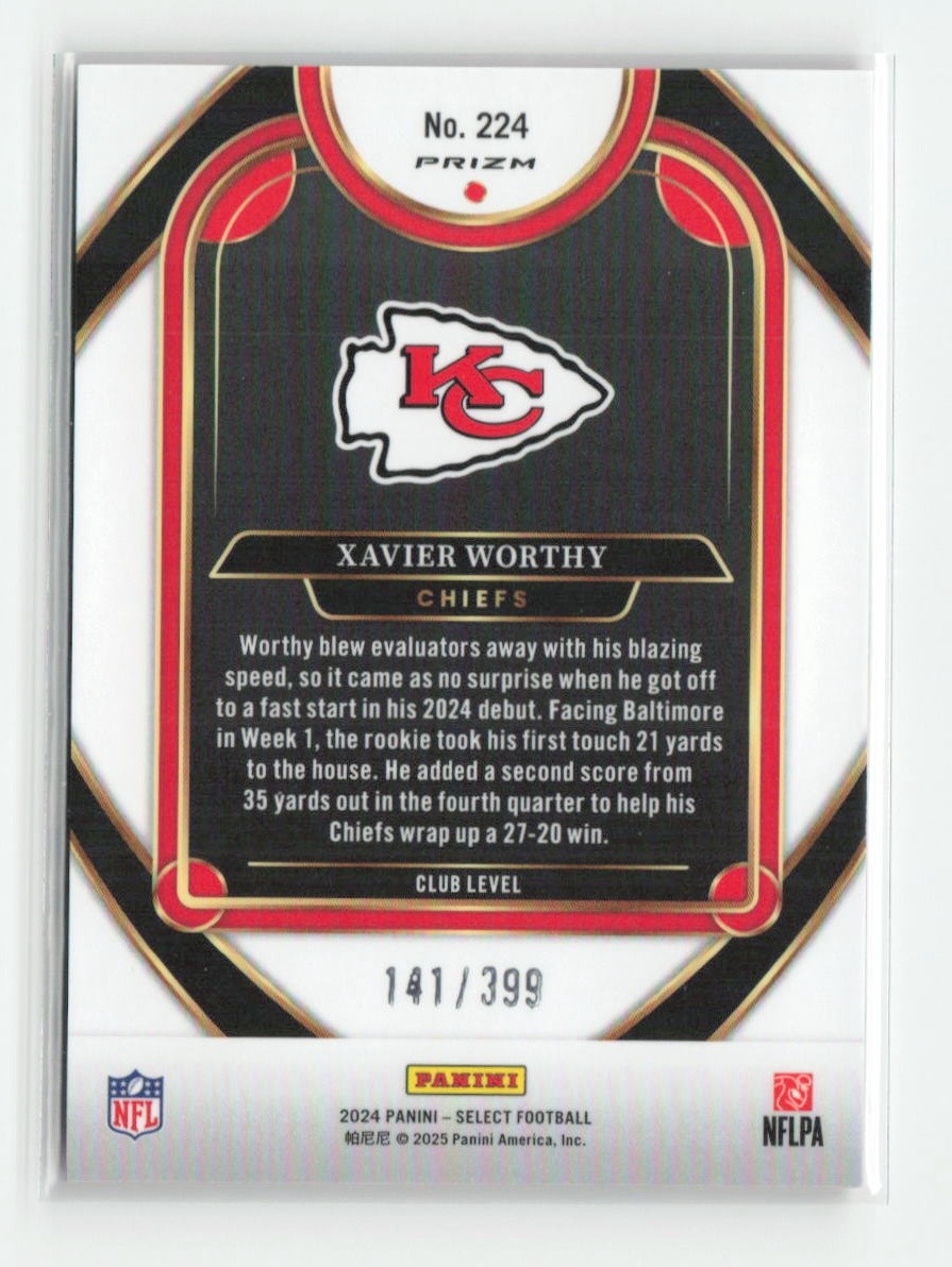 2024 Panini Select #224 Xavier Worthy Orange Prizm Shock #/399 | eBay