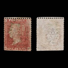 4297 GB SG40 1d Red. Spec 9A. V Scarce Green LAVENHAM Town Postmark. Plate 38. 1