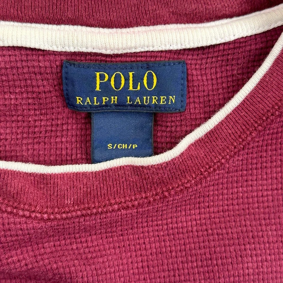 Polo By Ralph Lauren Long Sleeve T-Shirt - Small Burgundy Cotton - Image 3 of 4