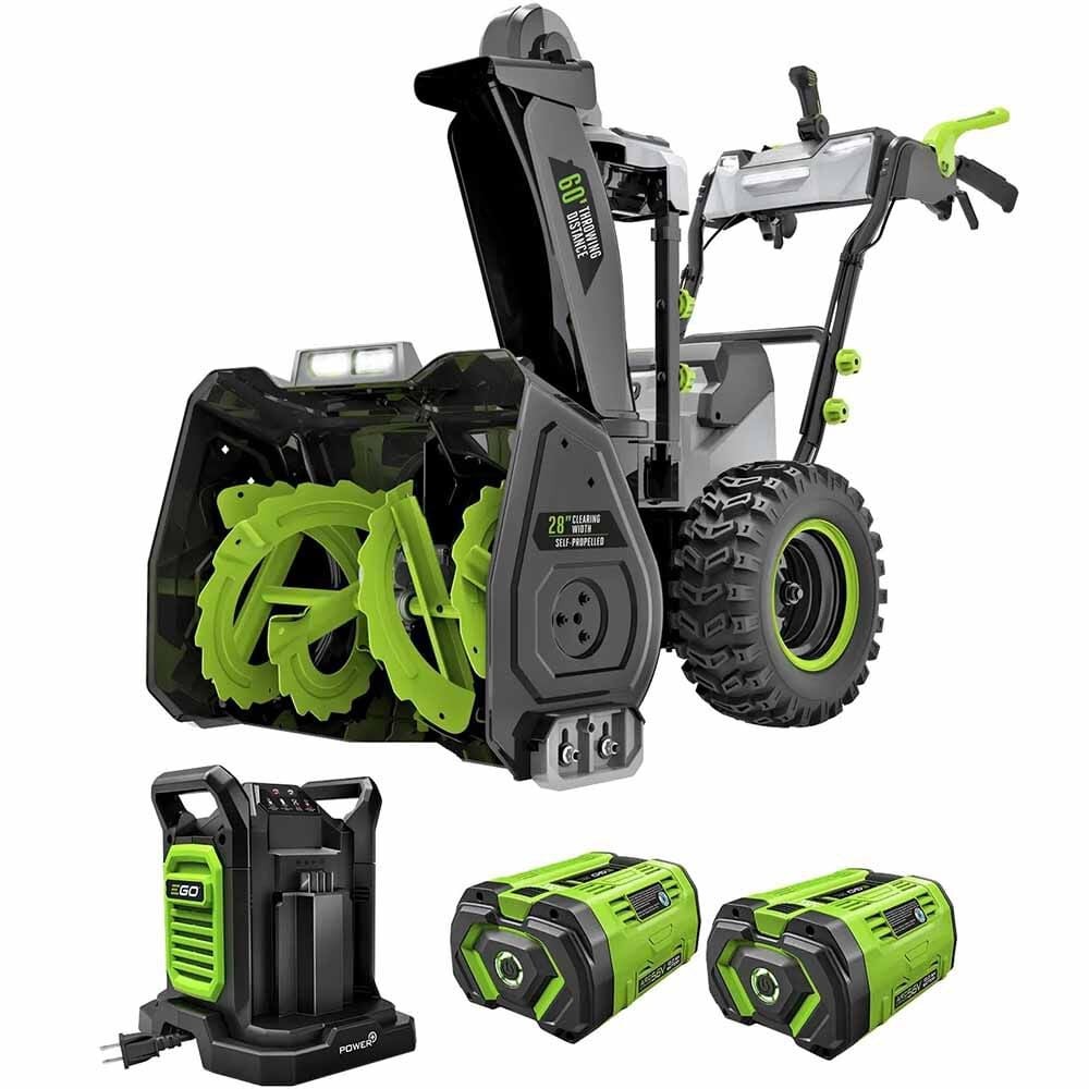 Ego 28 В комплекте со снегоуборочной машиной Самоходной 2-ступенчатой с Двумя аккумуляторами емкостью 12 Ач 501490₽