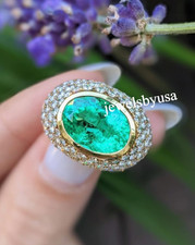 Women's Green Oval Wedding Wear Simulated Ring In Real 925 Sterling Silver