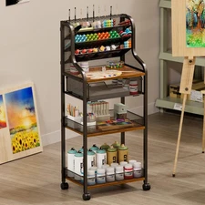 Large 7-Tier Rolling Utility Cart with Drawer, 40in Tall Metal Craft & Art St...