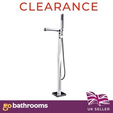 Chrome Floorstanding Freestanding Bath Shower Mixer Tap With Glass Top