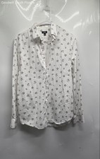 Express Mens White Long Sleeve Collared Slim-Fit Button-Up Shirt Size Medium