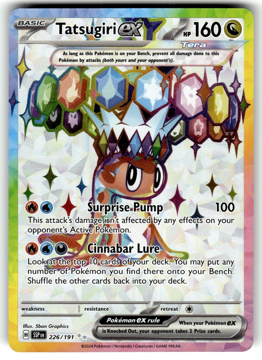 Pokemon SV08 Surging Sparks Card 226/191 Tatsugiri ex Ultra Rare Pokemon SV08 Surging Sparks Card 226/191 Tatsugiri ex Ultra Rare