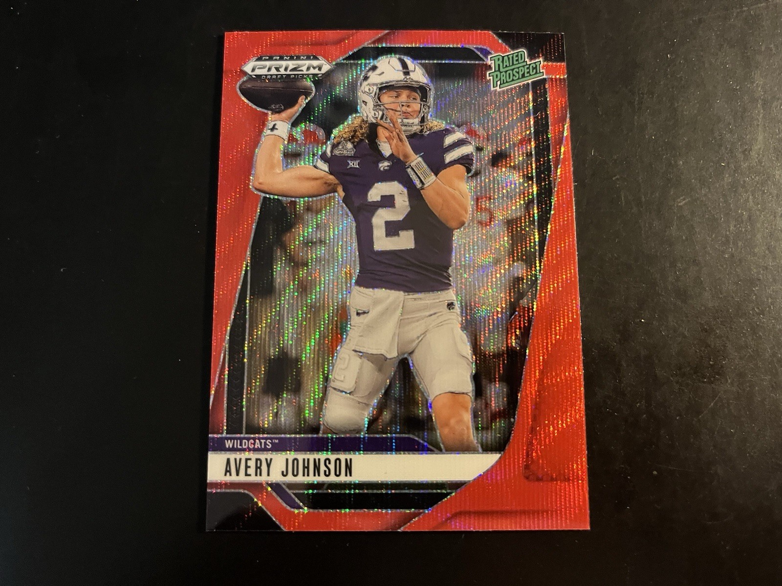 2025 Panini Prizm Draft Picks Red Wave Prizm #29 Avery Johnson RC Kansas State