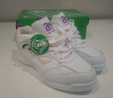 Vintage DUNLOP Aero Fit  Volley Leather White Purple UK 7 sneaker trainers Light