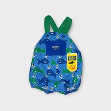OshKosh B gosh Vintage Green Blue Whale Pattern Bubble Romper