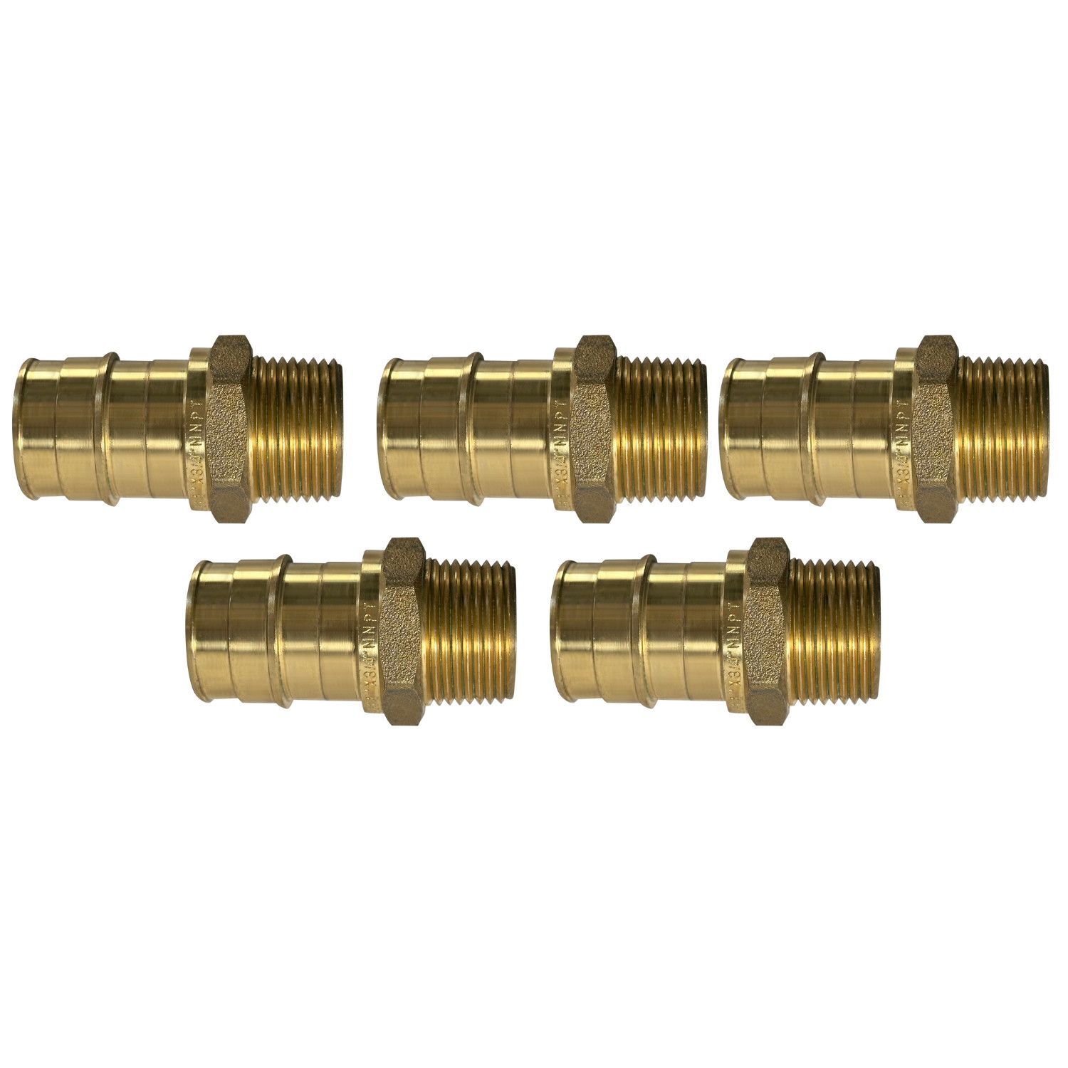 5 Pack XFITTING 1" Pex A x 3/4" Male NPT Adapter, F1960 Expansion Male Fitting